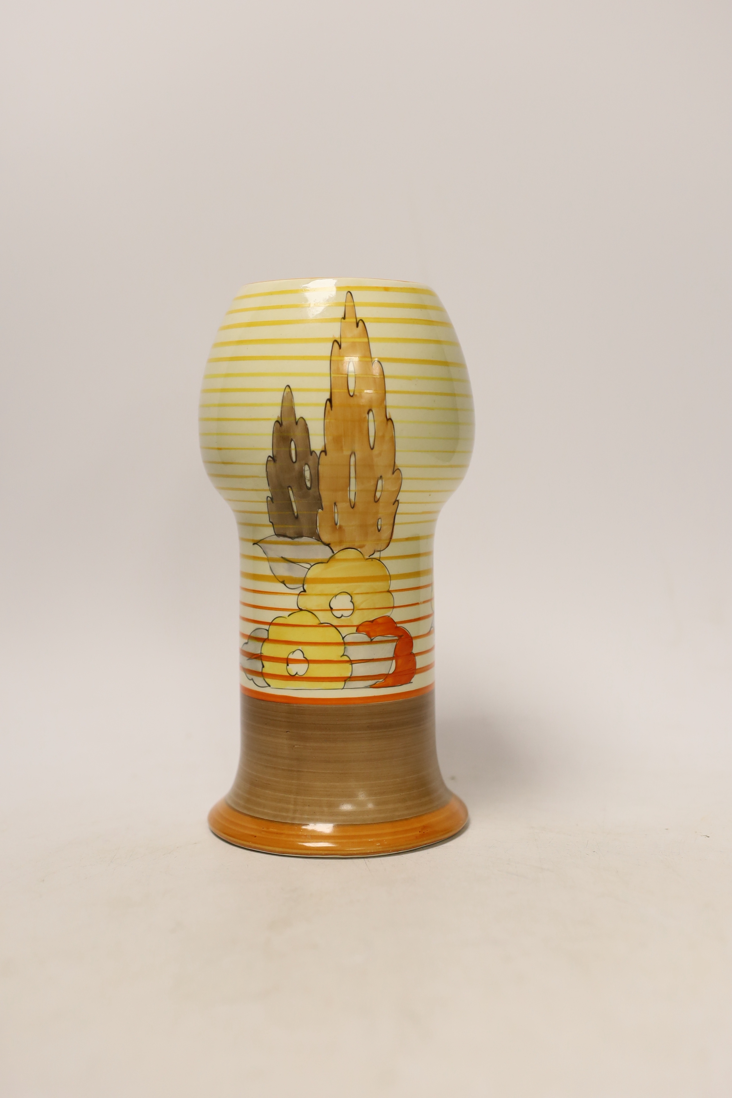A Clarice Cliff Bizarre ‘orange capri’ vase, 20cm high
